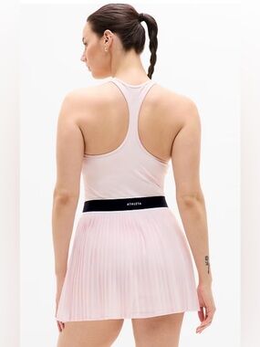 Athleta Power Serve Tank Dress Pink Pleated Tennis Golf Built-In Shorts S